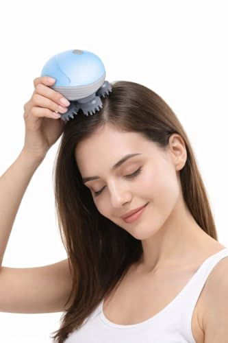 Image of CalmFlex Electric Scalp Massager, 96 Silicone Kneading Points with Detachable Heads, Rechargeable Cordless Head and Body Massager
