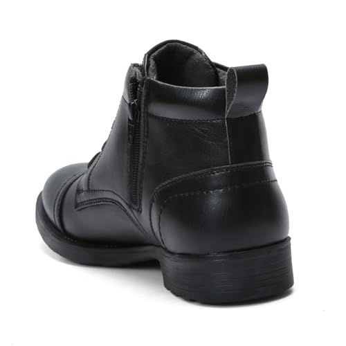 Image of FIELD CARE Men Walker Casual Comfort Uniform Dress School Army Style Fashion Boots Mid-Top Lace-Up Synthetic Leather Formal Shoes