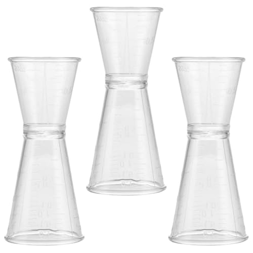 STAHAD 3 Piezas Medidor de Barra de Plástico Doble Jigger para Medir Onzas en Preparación de Cócteles y Bebidas en Casa Reutilizable