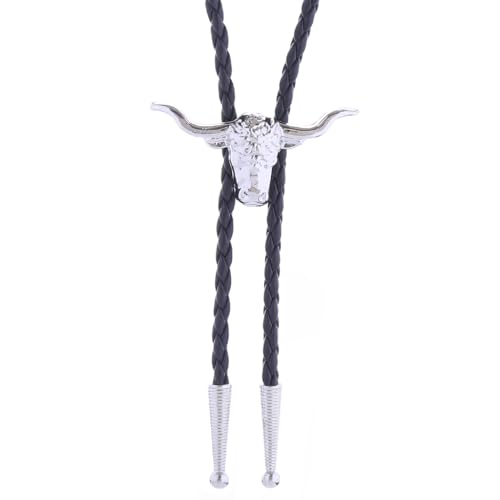 Image of HUABOLA CALYN Native American Bolo tie Rodeo Cowboy Leather Necktie Western Bolo ties for Men Women Necktie for Concert Fans