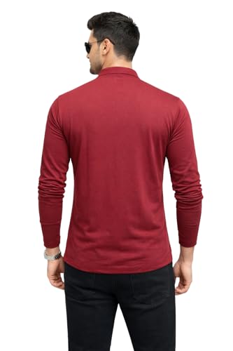 Image of Blisstone Men's Band Collar Shirt - Full Sleeve Slim Fit Casual Cotton Blend Mandarin Collar Button Down Shirt