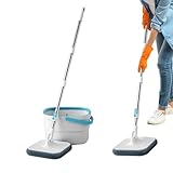 Mopp und Eimer Set - Bodenreinigungswerkzeug mit Abwassertrennung,Wischmopp Mit Eimer Und Auswringer Set | Für Haushalt Wohnzimmer Bad Küche Flur & Mehr