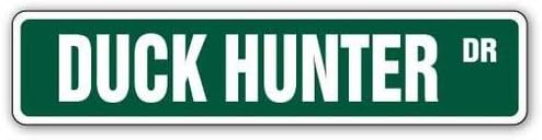 SignJoker] Duck Hunter Street Sign Hunting Shot Gun Decoy Signs Wall Plaque Decoration