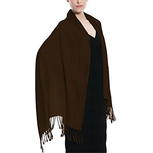 Écharpe pashmina douce contre le froid Glory Max grand foulard café uni
