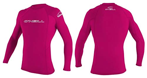 Camiseta Para Surf Infantil, Manga Larga, Cuello Redondo, Rosa/Rojo Sandía, Talla:16