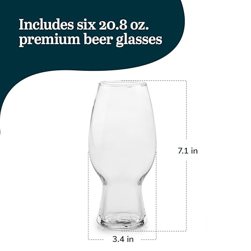 Image of Libbey Entertaining Essentials Tall Craft Beer Glasses - Elegant Beer Glass Set of 6 - IPA Tulip Glasses for Imports, Indian Pale Ales, & Classics