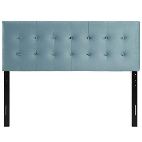 Image of Modway Emily King Biscuit Tufted Performance Velvet Headboard, Light Blue