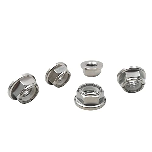 RISON Lot de 5 écrous de blocage en nylon GR5 6AL4V avec bride en titane et bride en nylon (M3 x 0,5 mm, argent titane) Cover