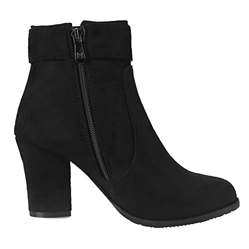 Women's Chunky Heel Ankle Boots with Zipper and Buckle2