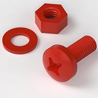 20 x Phillips-Flachkopfschraube Rote Plastikmuttern und -bolzen aus Polypropylen (PP), Acryl, M8 x 20mm, Unterlegscheiben