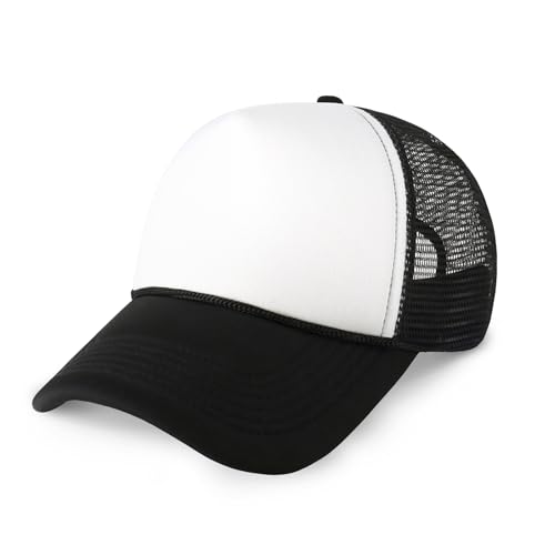 Image of CHOK.LIDS Classic Foam Trucker Hat Summer Mesh Rope Cap Solid Two Toned Blank Hat Mens Womens Adjustable Strap Light Weight