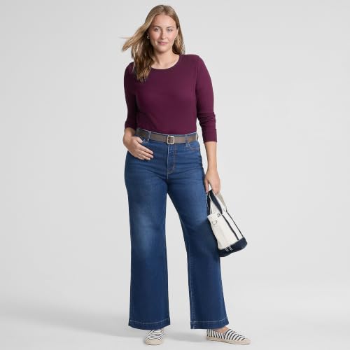 Image of Lands' End Women's Cotton Rib Knit T-Shirt