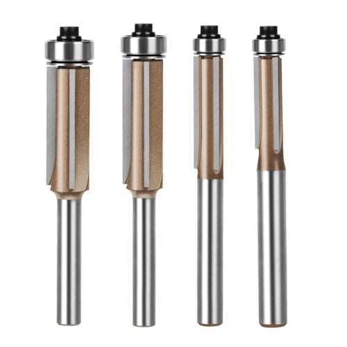 Xnuiasqe 4 Piezas de Brocas de Corte Al de Doble Cojinete de Hojas con Vástago de 6 mm, Brocas de Enrutador, Fresa de Carpintería Profesional para Brocas de Madera