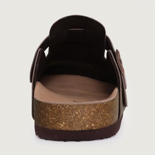 Image of KIDMI Unisex Vegan Suede Clogs Leather Mules Womens Mens Cork Footbed Potato Shoes with Arch Support