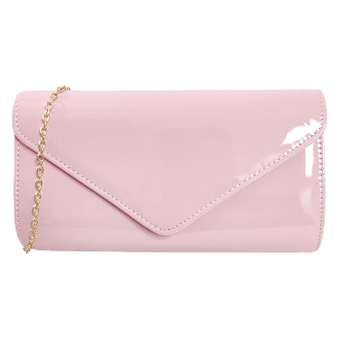 Image of fi9 Patent Leather Bridal Wedding Evening Handbag Party Clutch Shoulder Hand Bag (Pink)