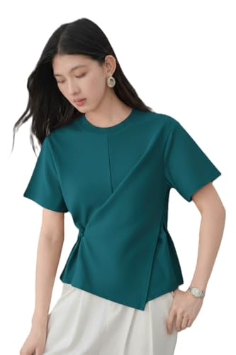 Image of Zilcon Woman Half Sleeve Round Neck Womens Tops Beach Vacation Fashion Clothes Casual Summer Spring Winter Fall Outfits Tops