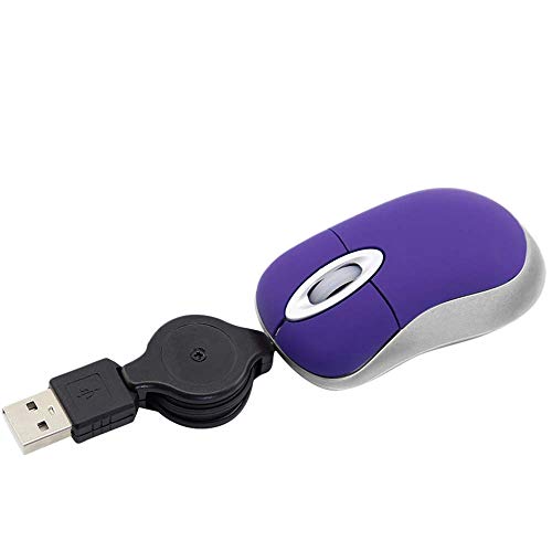 Sujurio Mini USB con Cable Ratón retráctil Pequeño y pequeño ratón 1600 dpi Óptico Compacto Ratones de Viaje para 98 2000 XP Vista Versión