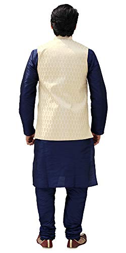 Image of Men's Silk Kurta Pyjama With Waistcoat