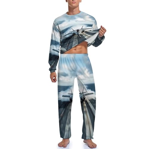 F-35 Fighter Jet U.S Air Force Men's Pajama Set Long Sleeve Sleepwear Loungewear Comfy Pj Sets2
