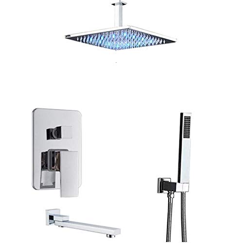 Robinet de salle de bains chrome LED de luxe pour douche de pluie de plafond