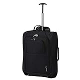 Maletas ligeras con ruedas, 55 x 35 x 20 cm, homologado para Ryanair, EasyJet, British Airways, Jet2 y más, 1 negro sólido, Medium