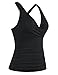 Firpearl Women Swimsuits with Underwire Bra Support Black Slimming Bathing Suit Top Ruched Tummy Control Swimwear US12