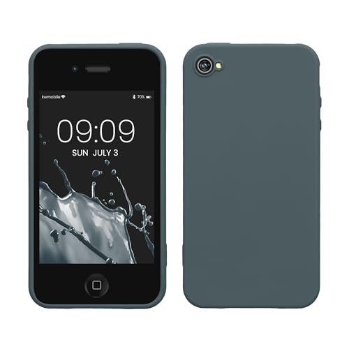 kwmobile Funda para Apple iPhone 4 / 4S Carcasa   Ultrafina de TPU y Silicona con Bordes elevados anticaídas   Pizarra Oscura