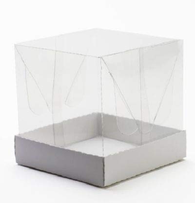 Caixa p/mini Panetone, bolo c/tampa de acetato (10 x 10 x 10 cm) - 25 unidades