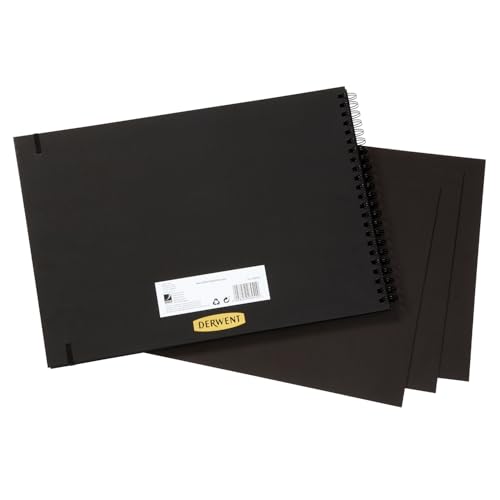 Derwent, Szkicownik A3 Black Book, do Krajobrazów, do Rysowania i Pisania, 40 Czarnych Bezkwasowych Arkuszy, Grzbiet Drutowy (2300381)