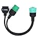 Exctool J1939 Splitter 9 Pin Green Type 2 Male Plug to Female and 16 Pin OBD2 Y Cable Adapter Converter for Commercial Truck Fleet ELD GPS Tracker