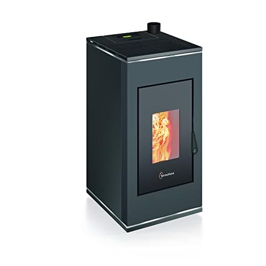 Estufa de pellets Bio Sofia 9.0 up – 9 kW – Salida de humos superior – Hermética – A+ – Carga de pellets 22 kg (antracita cromo)