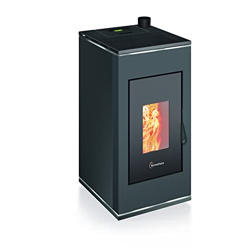 USCITA FUMI SUPERIORE Stufa a pellet BIO SOFIA 9.0 up - 9kW - uscita fumi superiore - ermetica - A+ - carico pellet 22 kg (Antracite cromo)