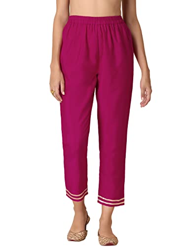 Image of Indya Womens High Rise Solid Silk Regular Fit Fushion Wear Pants