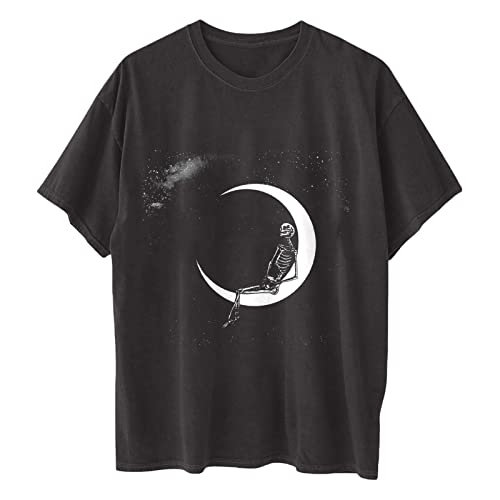 Image of Summer Y2k Tops for Womens, Casual Vintage Short Sleeve T-Shirt, Girls Oversize Loose Round Neck Elastic Tee