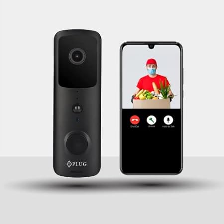 iPlug Smart WiFi Wireless Video Camera Doorbell | Rechargeable Battery | Visitor Video Call | Human Detection Alert System | Chime | 2-Way Talk | HD Camera | Waterproof | Night Vision