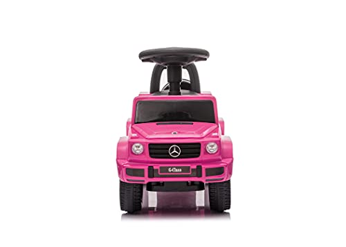 Image of Best Ride On Cars Kids Outdoor Stroller Mercedes G-Wagon Push Car with Working Lights, Horn, and Music for Ages 1 to 3 years, Pink