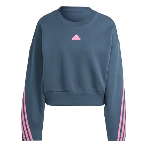 adidas Women's Future Icon Three Stripes Crew Sweatshirt, Arctic Night, Large