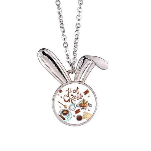 Collier avec pendentif en forme de lapin mignon et chaîne ras du cou en métal