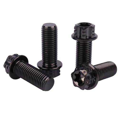 Image of 4Pcs Titanium Bolt Flange Torx Head M8 M10 x 20 25 30mm Screw Bolt for Motorcycle Car Modifications (Black, M10x25mm Pitch 1.25)