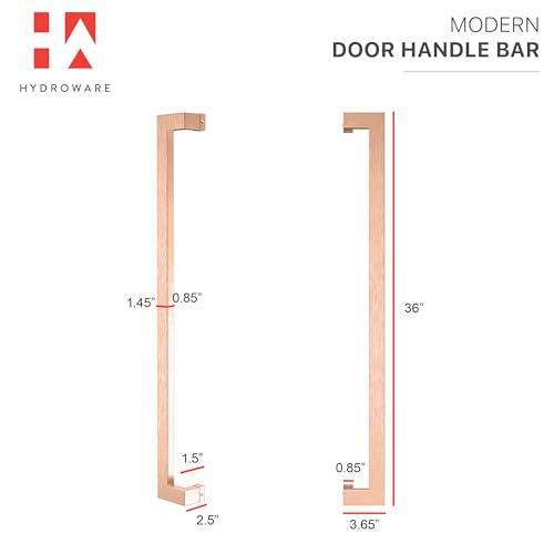 Modern Contemporary Long Stainless Steel Push Pull Door Handle for Home Entrance Glass Shower Wooden Barn & Office Store Shop Doors - Copper -36 Inches
