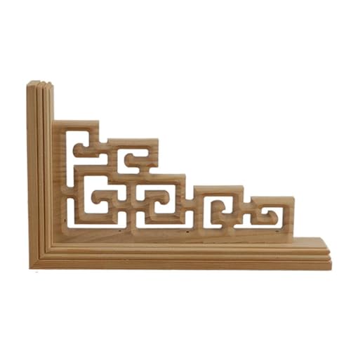 Statue d'angle florale chinoise double face en bois brut 25x15