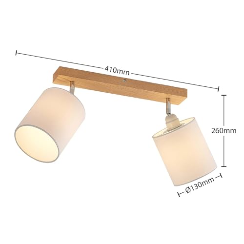 Lindby Strahler Imarin (Skandinavisch) aus Holz (2 flammig, E27) - Deckenlampe Deckenleuchte Lampe Spot Wohnzimmerleuchte
