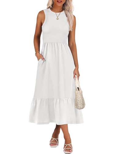 Image of ANRABESS Women Midi Dresses 2026 Summer Casual Sleeveless Sundress High Neck Tank Top Racerback Flowy Beach Dress ＆ Pockets