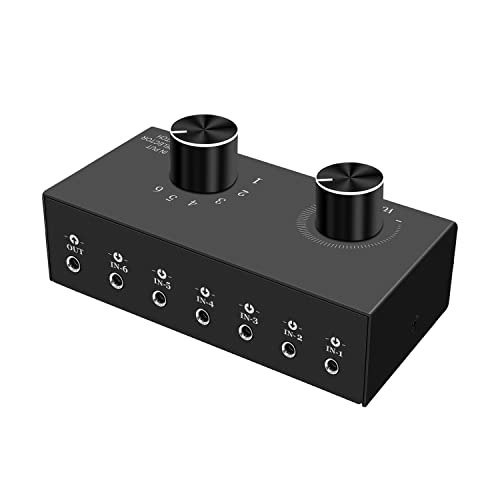 Image of 6-Channel 3.5mm Audio Switcher, 1 Input 6 Output Passive Stereo 1 /8 inch Aux Selector Box for Speaker /Headphones /Laptop /Computer /Smartphone and PS4 /PS5 Gaming System ect.