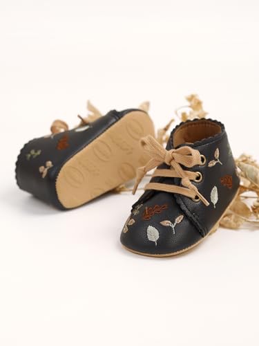 Baby Boys Girls High Top Ankle Shoes, Newborn Embroidery Pu Leather First Walkers Shoes3