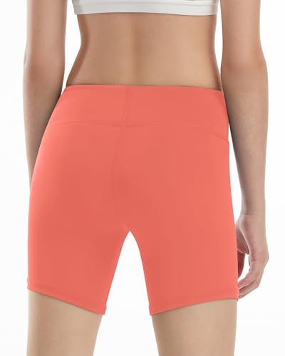 Girls Bike Shorts 5" High Waist Athletic Spandex Volleyball Shorts for Gymnastics Dance Yoga Runing Workout 6-14Years3