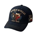 Celebrate Texas Heritage: Show your pride with this Republic of Texas commemorative hat featuring detailed embroidery of the Lone Star, Longhorn, and state outline. Premium Design: High-quality stitching ensures vibrant colors and long-lasting detail...