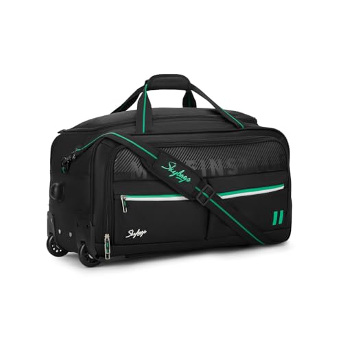 Image of Skybags Muse 46 Liters Polyester 58 cm Medium Size | Stylish Duffel Trolley Bag with Two Wheels, Two Stage Push Button | Premium Zipper, Travel Bag| 3-Year International Warranty - Unisex (Black)