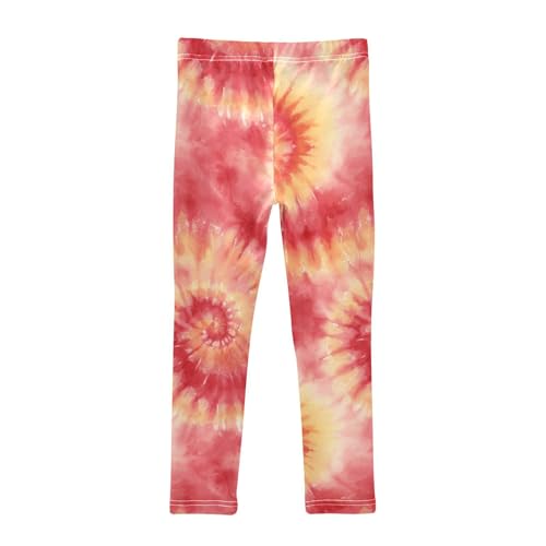 Girls Leggings Spiral Tie Dye Kids Length Leggings Pants Toddler Athletic Soft Red Tights Trousers 4T2