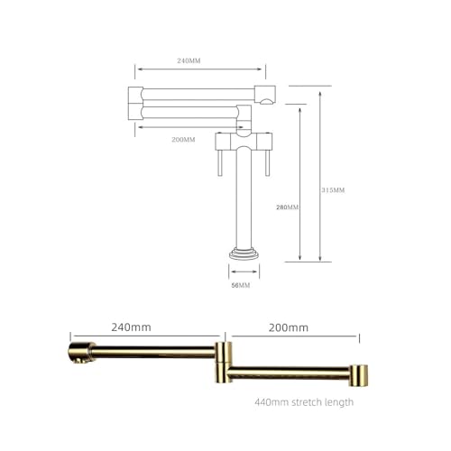 Robinet de cuisine en laiton doré chic avec mitigeur double commande moderne - 3